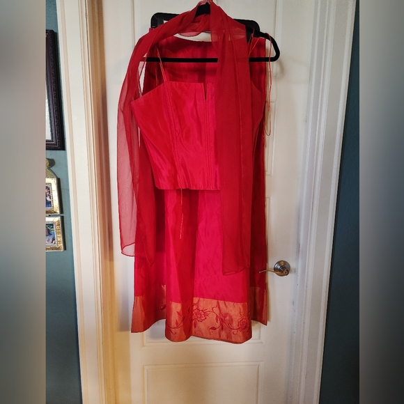 Scott McClintock Vintage 3Pc Formal Red Gown - Picture 1 of 15